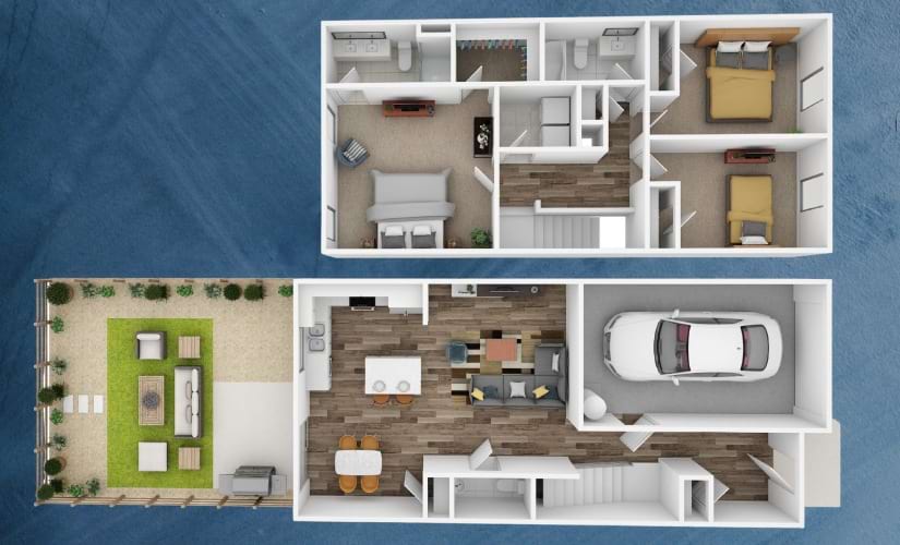 Amara - 3 bedroom floorplan layout with 2.5 bathrooms and 1470 square feet